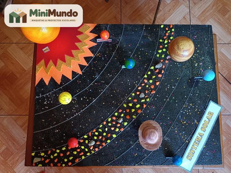 Maqueta: Sistema solar. El Sol, los planetas y el cinturón de asteroides.
